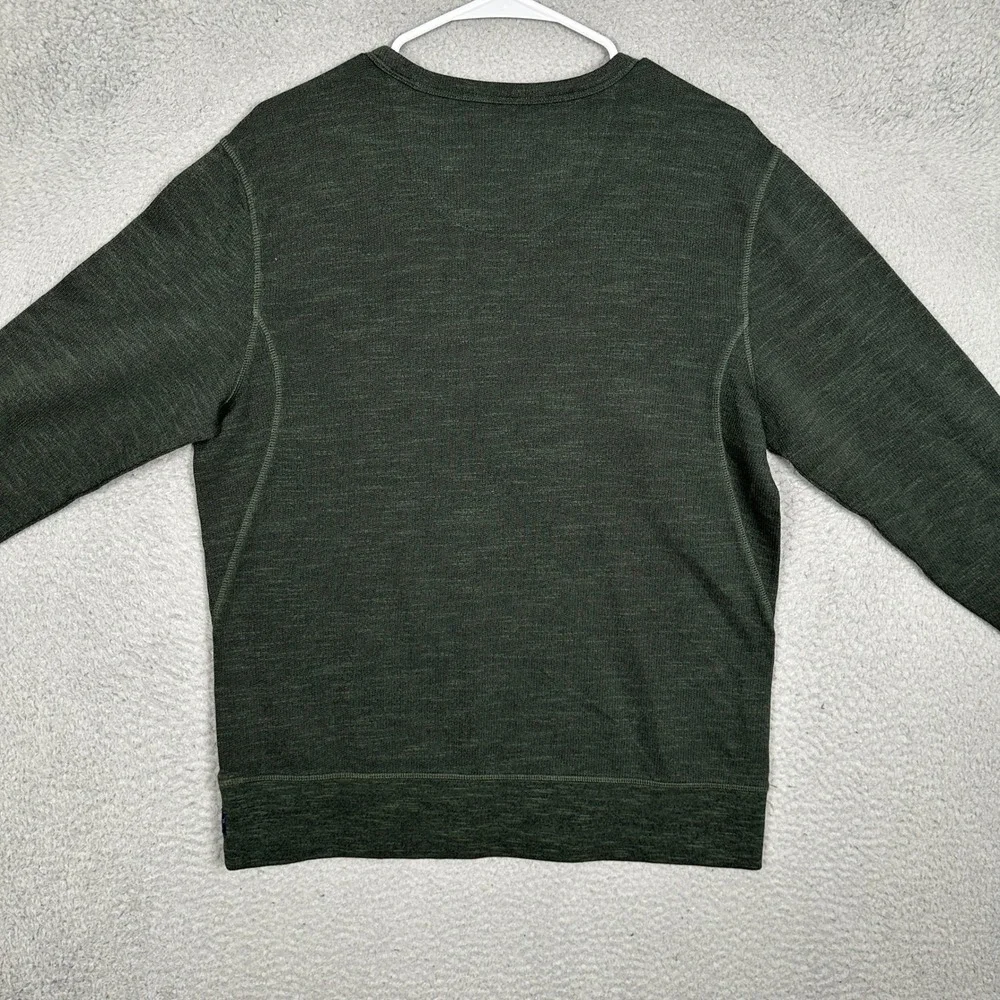 Good Man Brand Sweater Mens Medium Thermal Green Waffle Knit Crew Neck Pullover